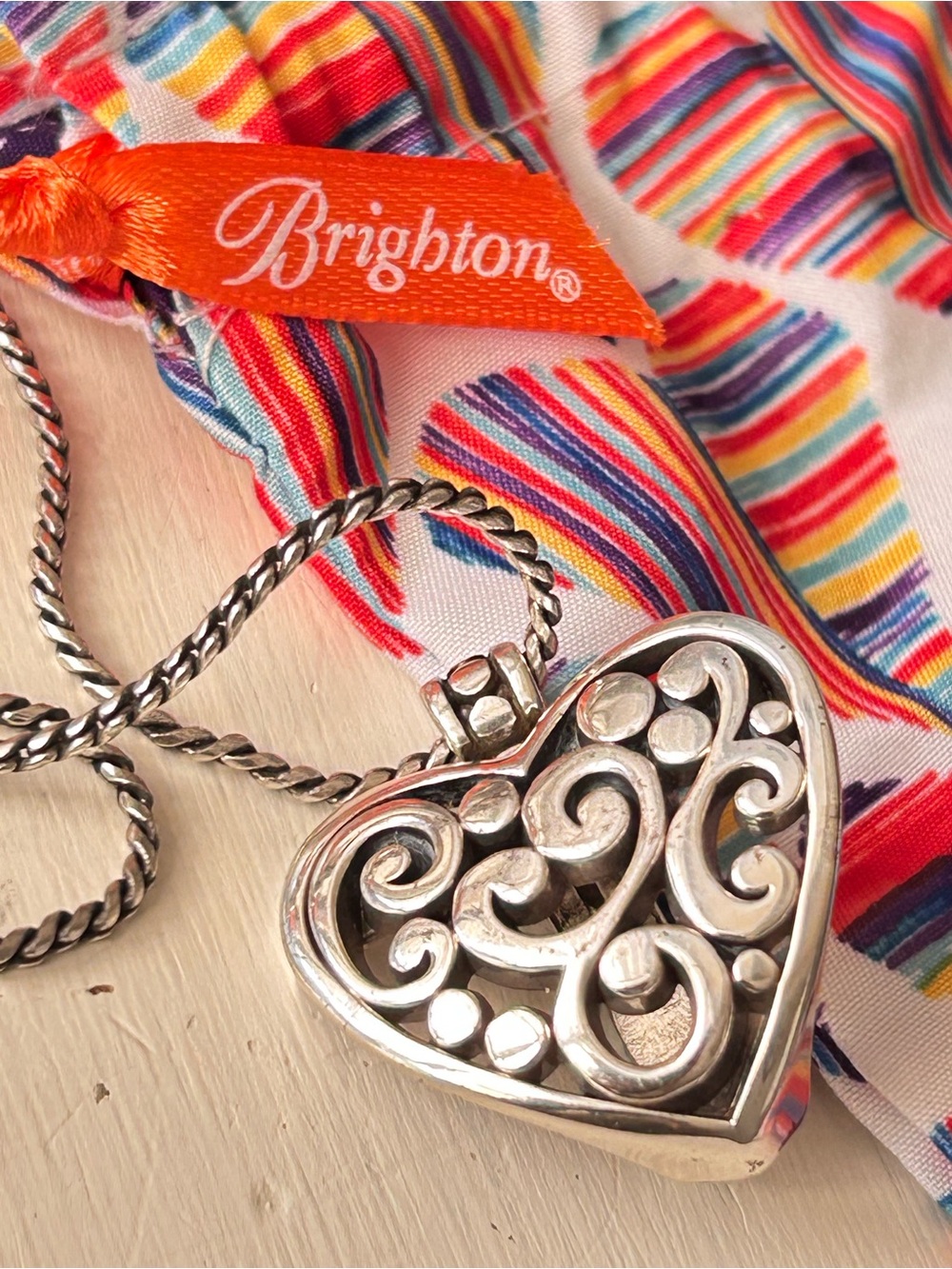 BRIGHTON Large Heart Necklace Badge Holder 17-19” drop